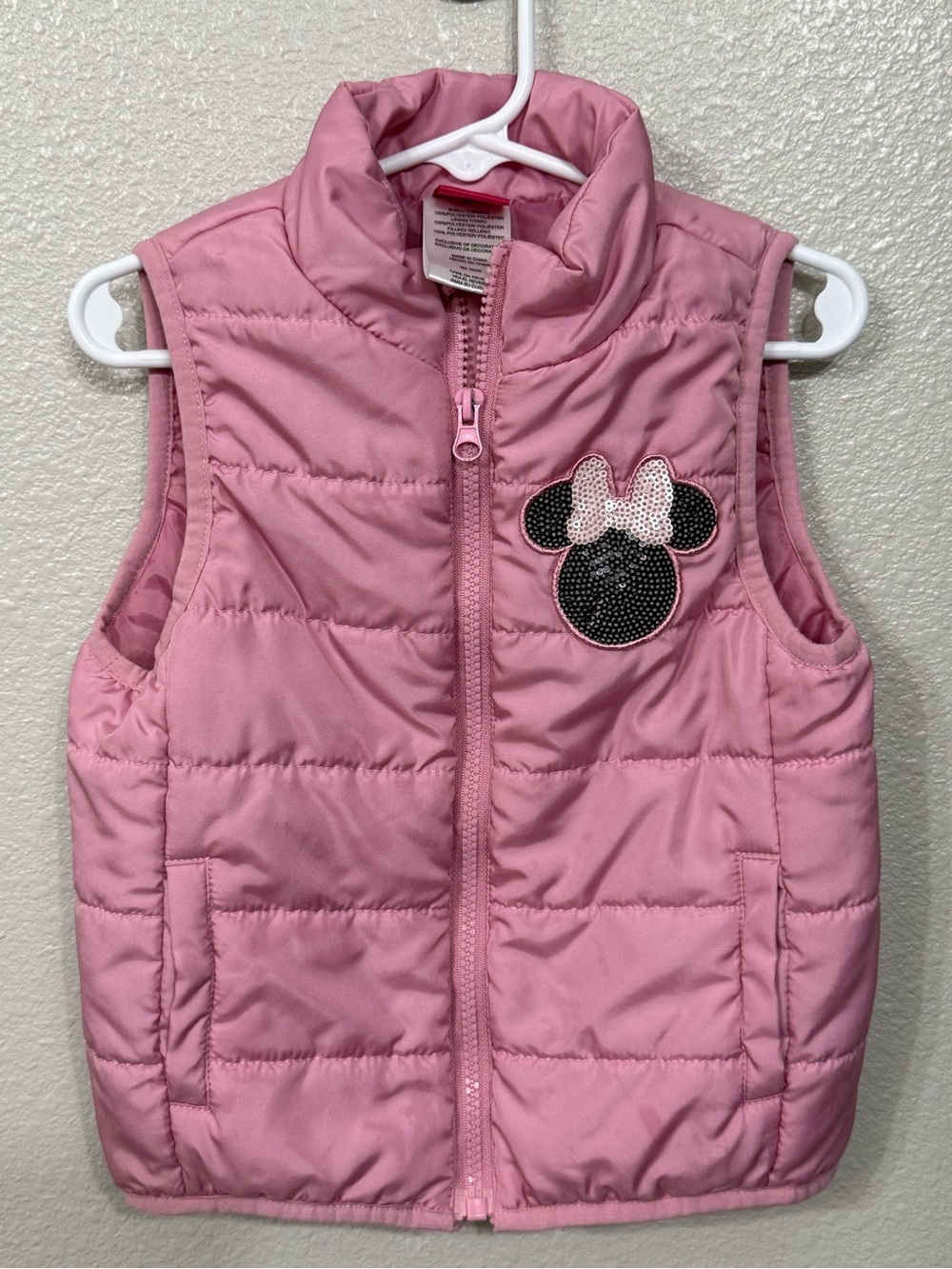 Disney Minnie Mouse Pink Sequin Puffer Vest 2T Flaw